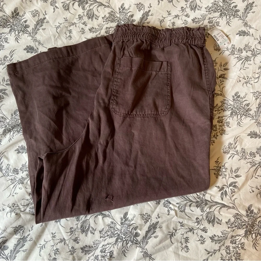 Maurices Solid High Rise Cropped Wide Leg Weekender Pant XL BNWT Brown Arrow - Picture 5 of 11